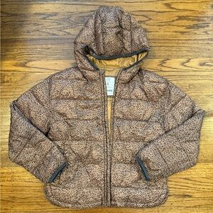GAP Kids Brown Leopard Puffer Jacket